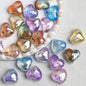 Clear Irregular Heart Acrylic Beads 14mm Glitter 10pcs