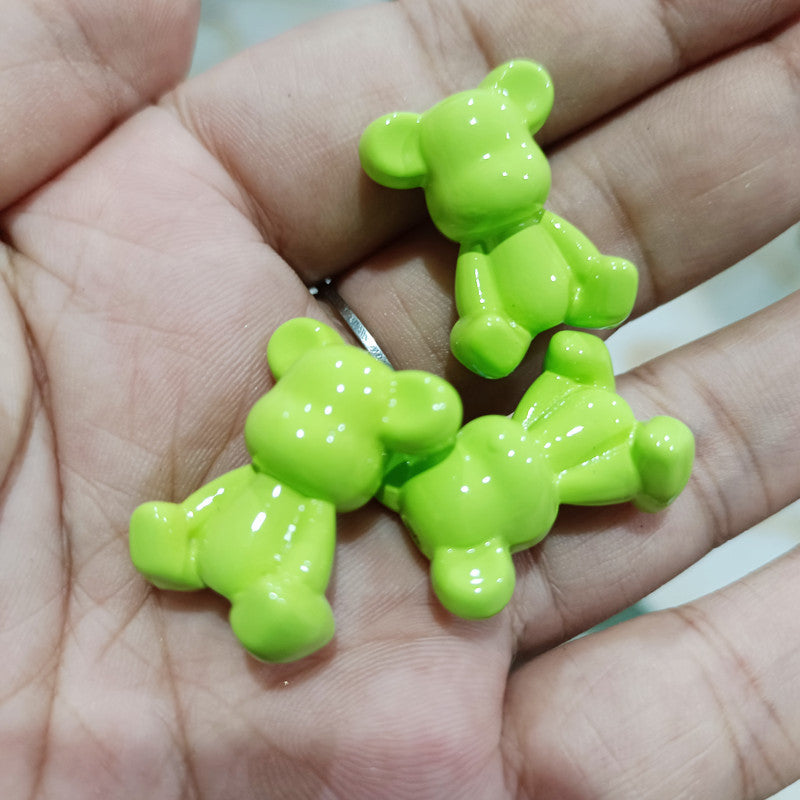 Baking Painted Bear Acrylic Beads 18x24mm Glossy Colorful 100pcs 10
