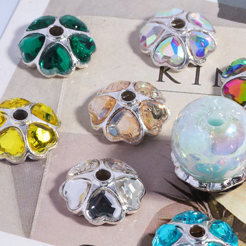Alloy Flower Bead Caps 15mm Iridescent 10pcs