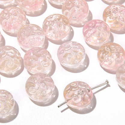 Transparent Floral Round Glass Beads 13mm Pastel Mixed 20pcs 18