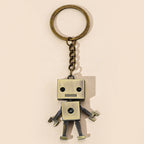 Alloy Cartoon Robot Keychain Boxy Retro Design Silver Bronze 2