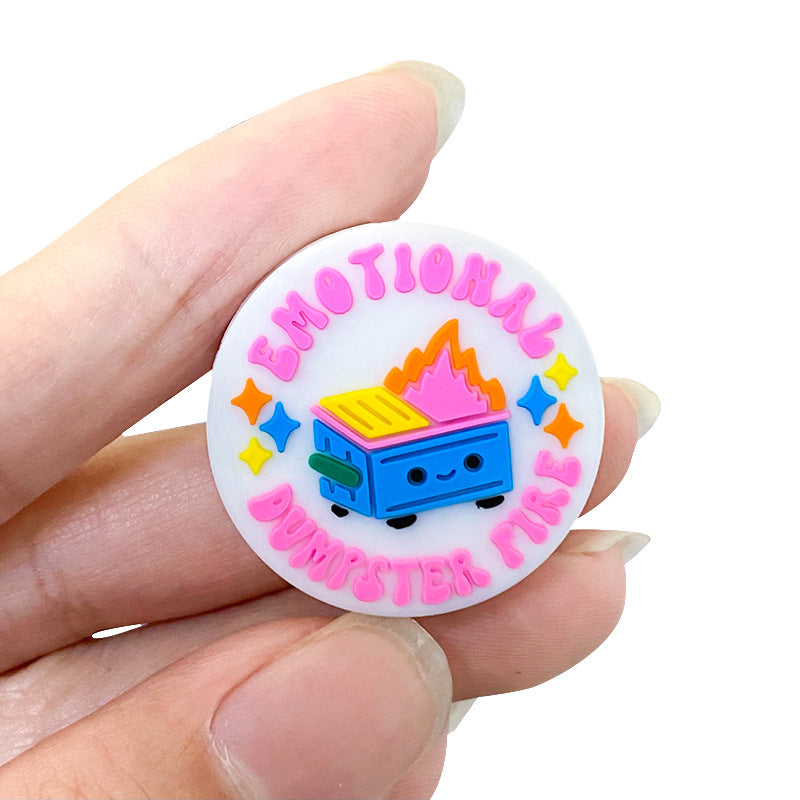 Silicone Focal Beads Emotional Dumpster Fire Text 20pcs 5