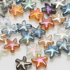Electroplated Starfish Glass Beads 13-14mm Transparent 30pcs