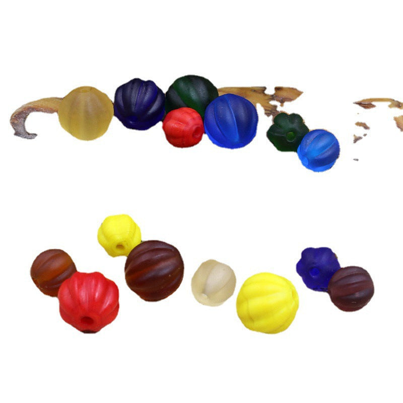 Frosted Pumpkin Glass Beads 10mm Matte Autumn Colors 20pcs 4
