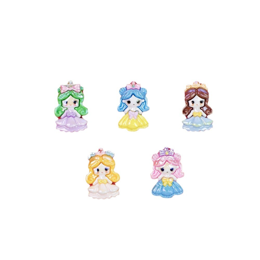 Glossy Pastel Princess Resin Beads Glossy Pretty Figures 10pcs 5