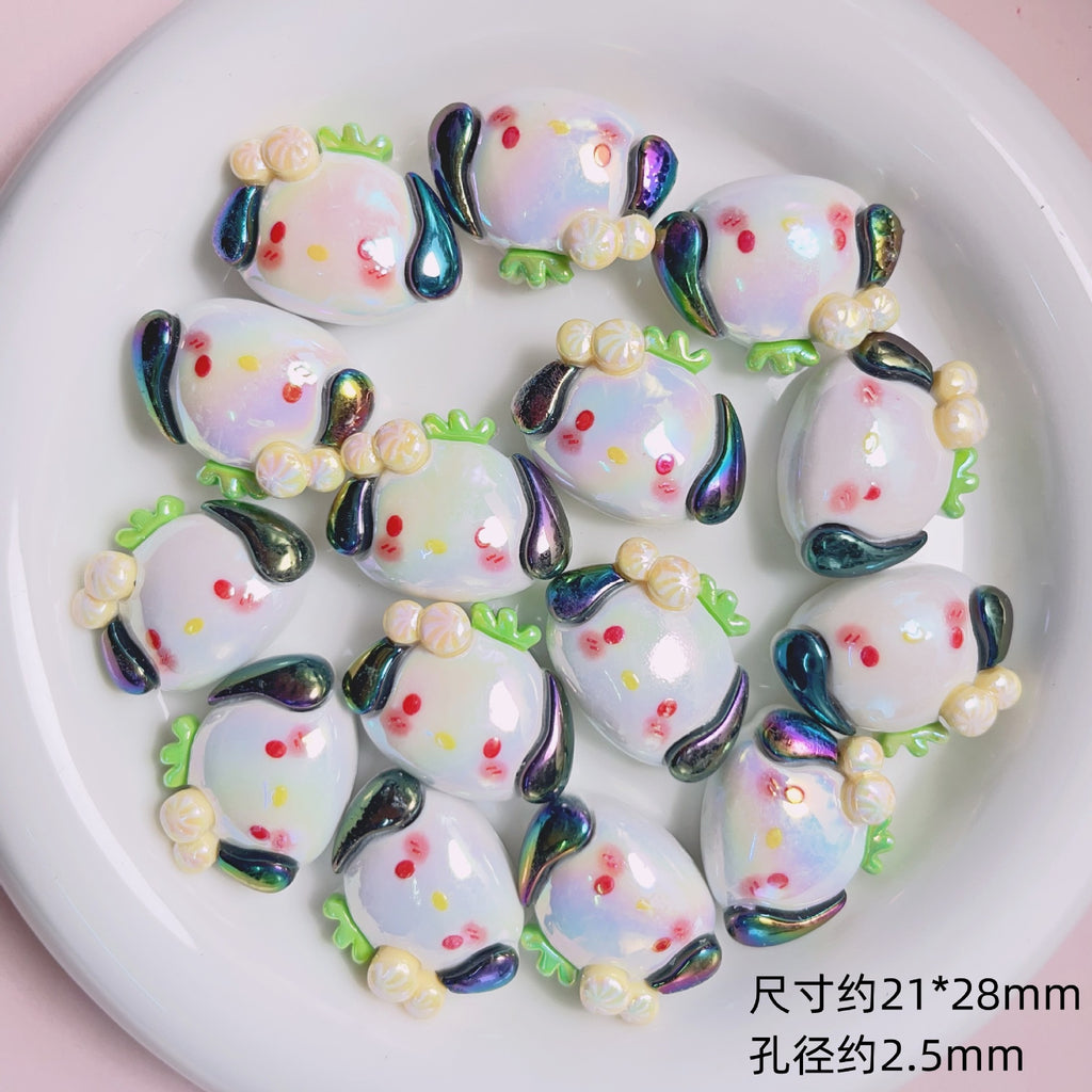 Glossy Sanrio Character Resin Beads 2.5mm Hole Pastel Colors 5pcs 3