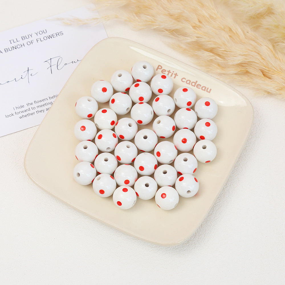 Painted Billiards Acrylic Beads 16mm Creative Colorful 100pcs 6