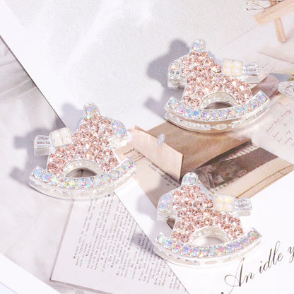 Double Sided Rocking Horse Rhinestone Beads 25mm Encrusted 5pcs 10