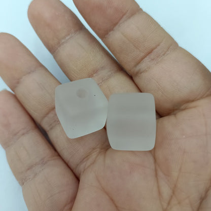 Rubberized Ice Texture Square Acrylic Beads 14mm Frosted Matte 100pcs 3