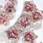 Clear Floral Star Resin Beads 22mm Translucent with Gold Flakes 10pcs 13