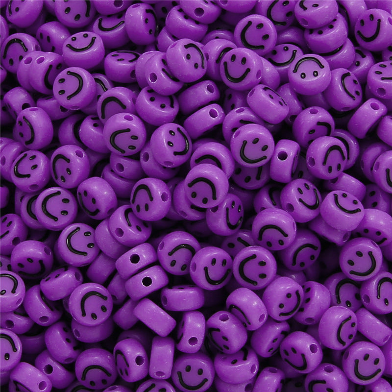 Smiling Face Flat Acrylic Beads 7x4mm Colorful Mixed 200pcs 9