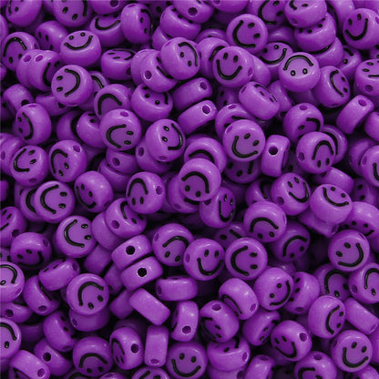 Smiling Face Flat Acrylic Beads 7x4mm Colorful Mixed 200pcs 9