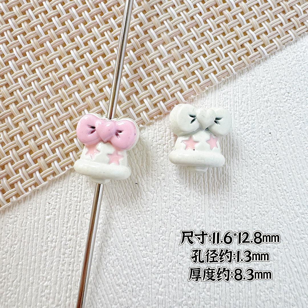 Bell and Bow Metal Beads 13mm Baking Painted Colorful 10pcs 4