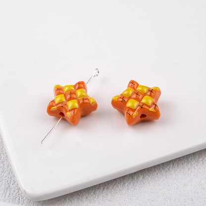 Waffle Pattern Star Acrylic Beads 19mm Colorful Mixed 20pcs 13