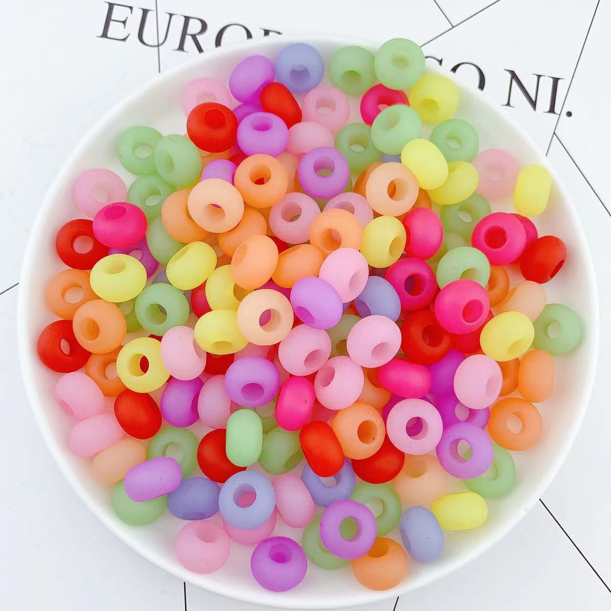 Acrylic Flat Round Spacer Beads 14mm Large Hole Dual Color Crackle 60pcs 3