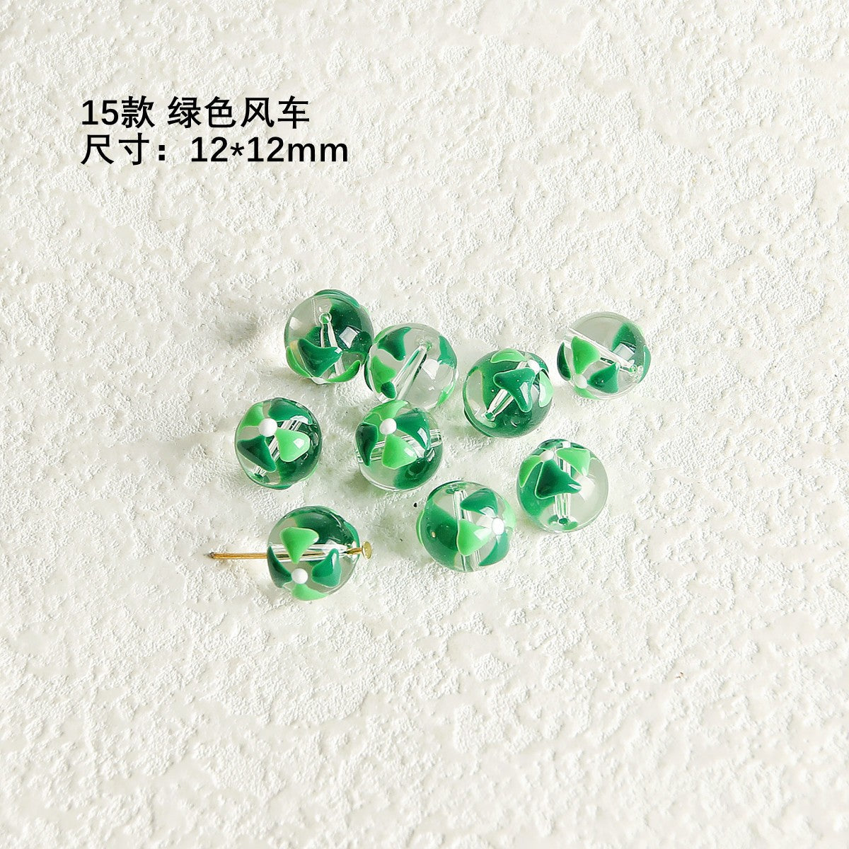 Hand Painted Transparent Glass Beads 12-14mm Christmas Series 1pc 8