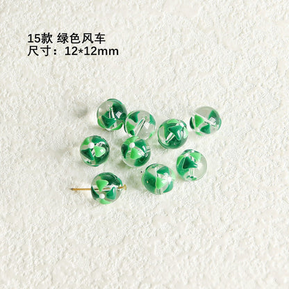 Hand Painted Transparent Glass Beads 12-14mm Christmas Series 1pc 8