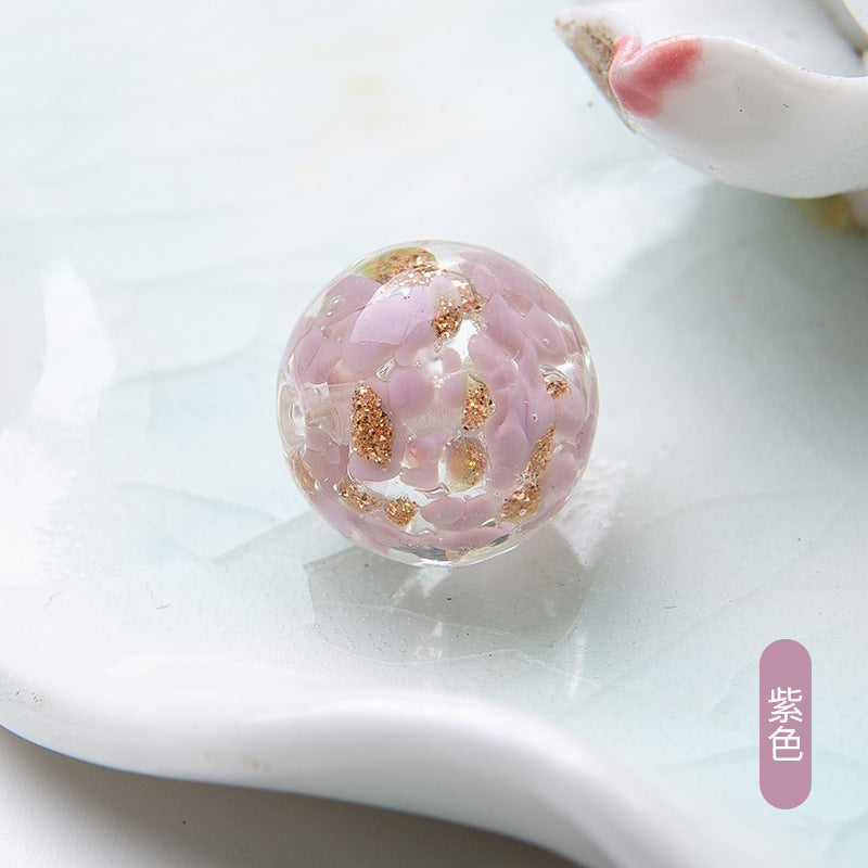 Lampwork Glass Beads Round 10mm 12mm Colorful Gold Foil 50pcs 8