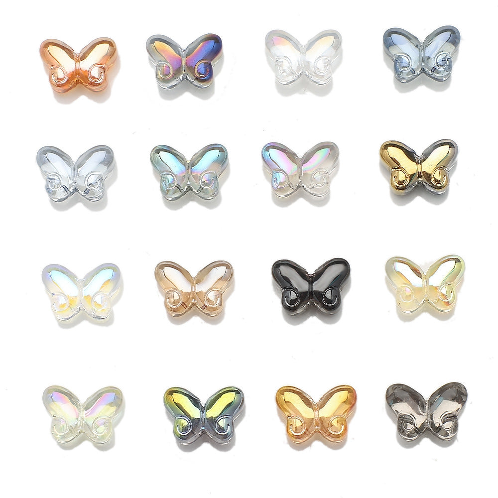 Butterfly Plated Transparent Glass Beads 10x14mm 20pcs
