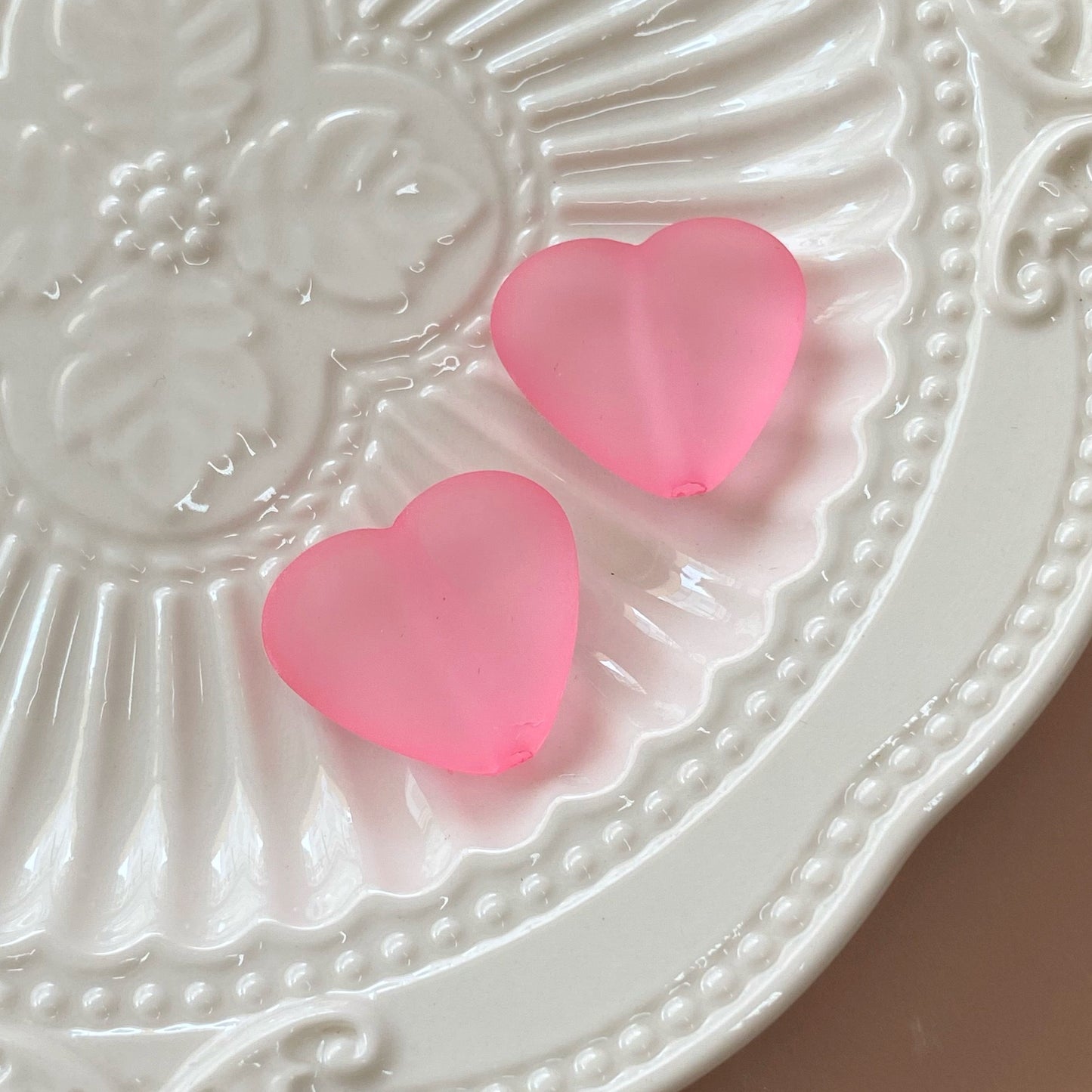 Matte Heart Acrylic Beads 24mm Pastel Colors 20pcs 9