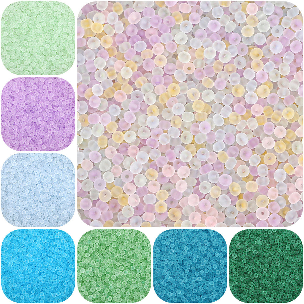 Transparent Frosted Seed Glass Beads 2mm with 1mm Hole 660pcs