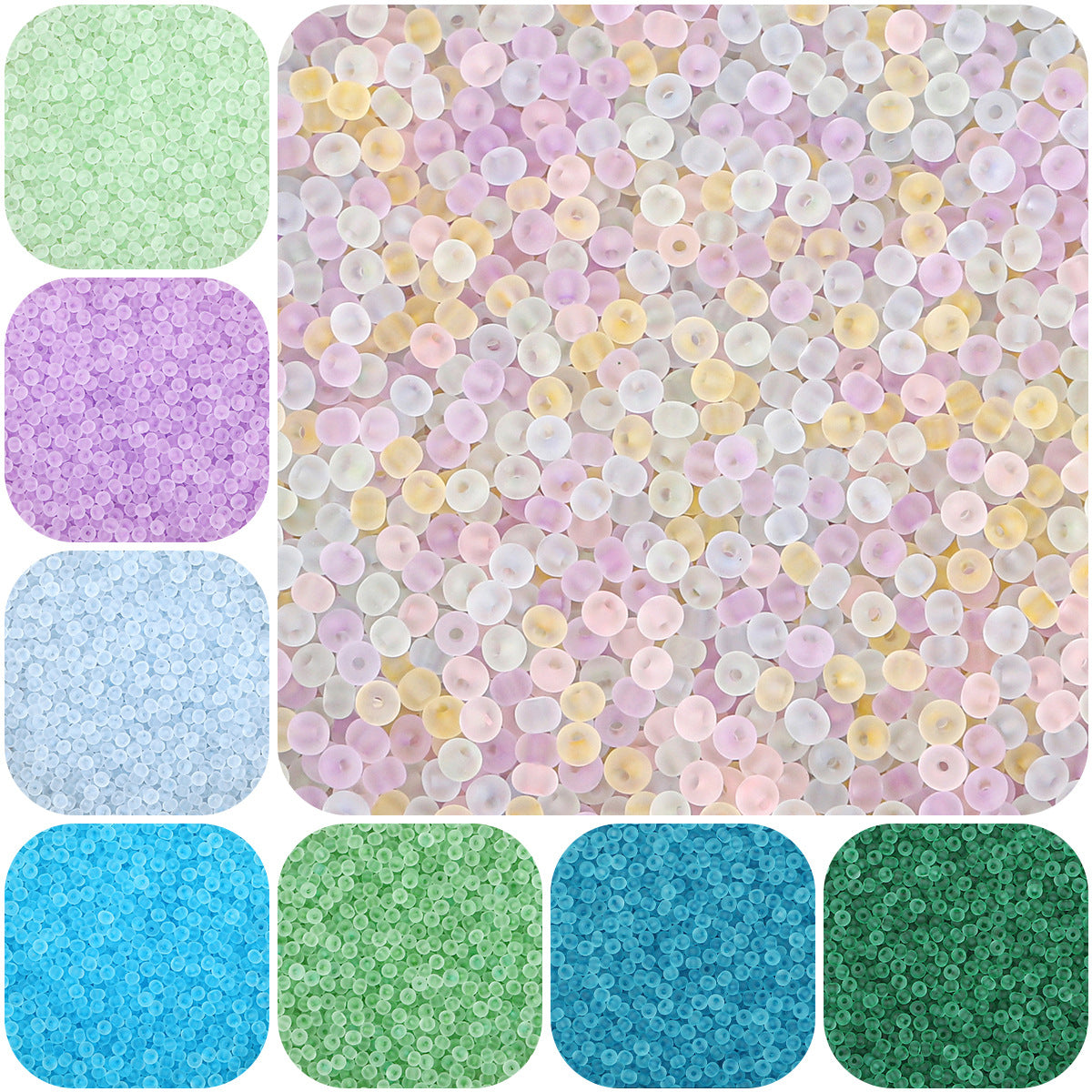 Transparent Frosted Seed Glass Beads 2mm with 1mm Hole 660pcs