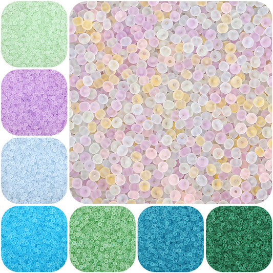 Transparent Frosted Seed Glass Beads 2mm with 1mm Hole 660pcs