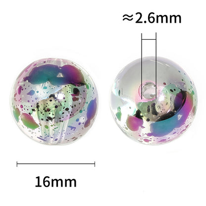 Plating Round Acrylic Beads 16mm Transparent Color Splash 50pcs 3