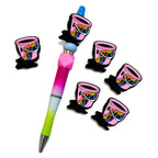 Silicone Focal Beads Handheld Bucket With Rainbow and Silver Handle 20pcs 3