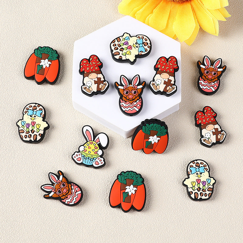 Silicone Focal Beads Easter Bunny Egg Rabbit Ears 20Pcs 2