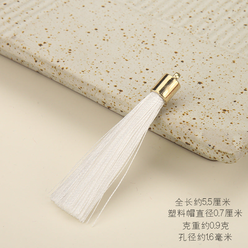 Colorful Polyester Fringe Tassel Keychain with Golden Cap 55mm 50pcs 20