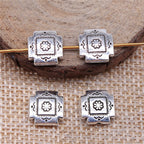 Square Metal Beads 4x10mm Vintage Pattern Alloy 30pcs 2