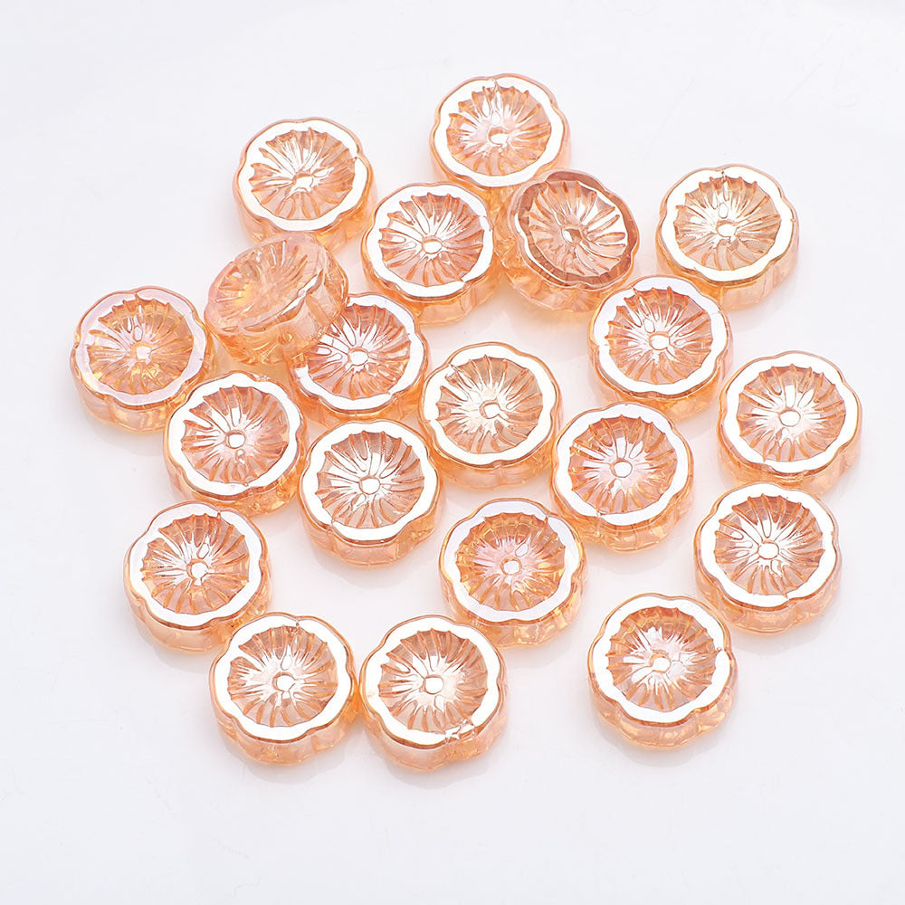 Electroplated Hawaiian Flower Glass Beads 14mm Transparent 20pcs 13