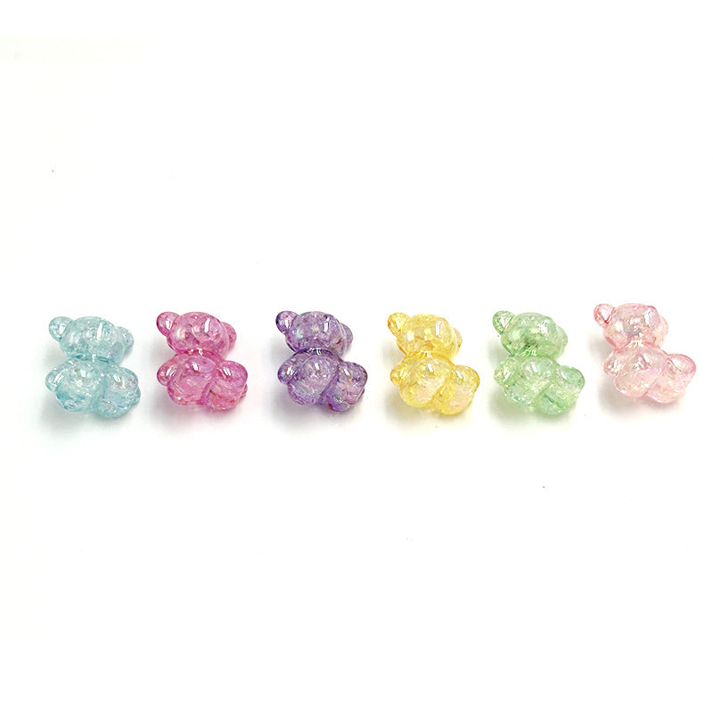 Crackle Bear Acrylic Beads 31mm Glossy Textured Pastel 5pcs 4