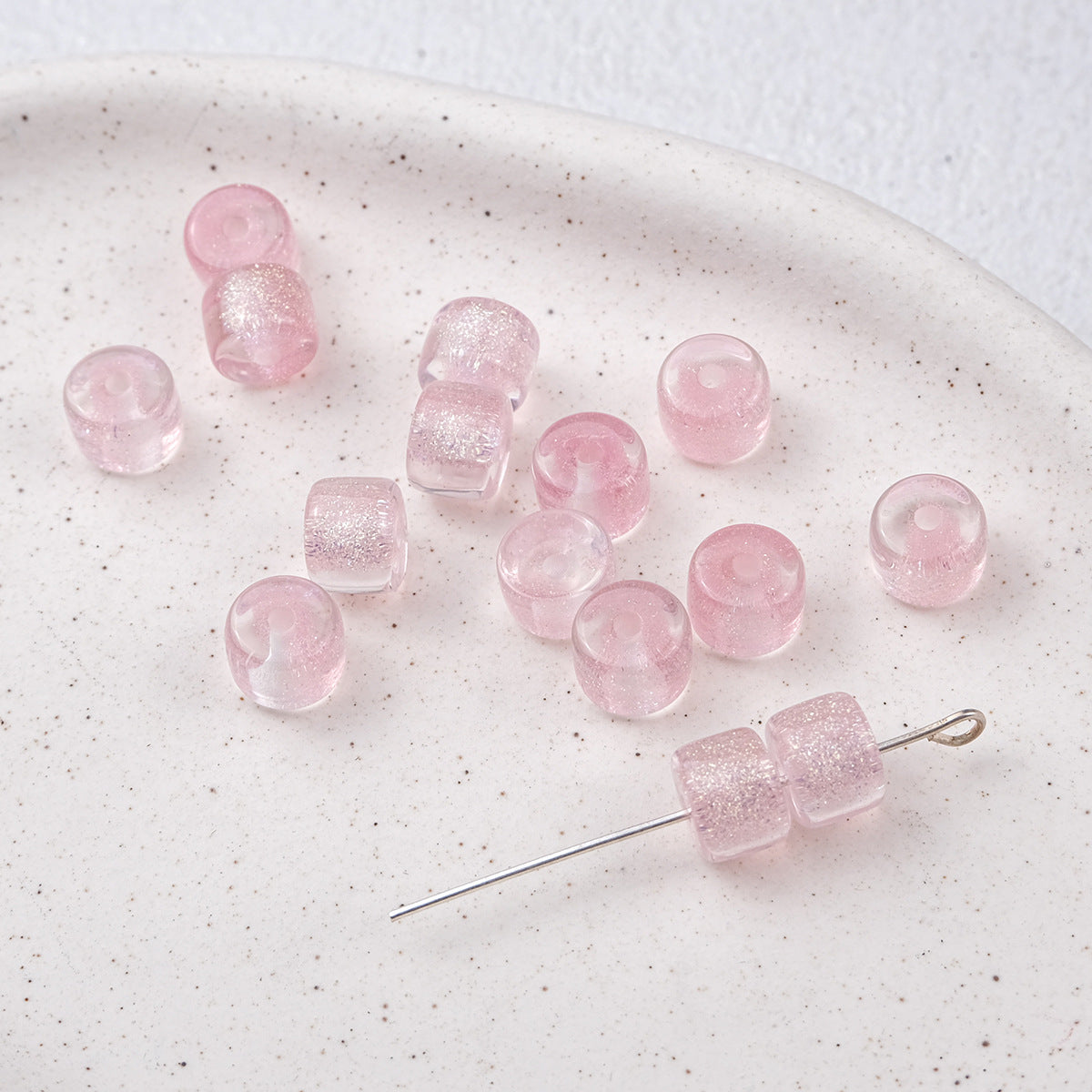 Clear Glitter Resin Barrel Beads 6 8mm Mixed Colors 50pcs 13