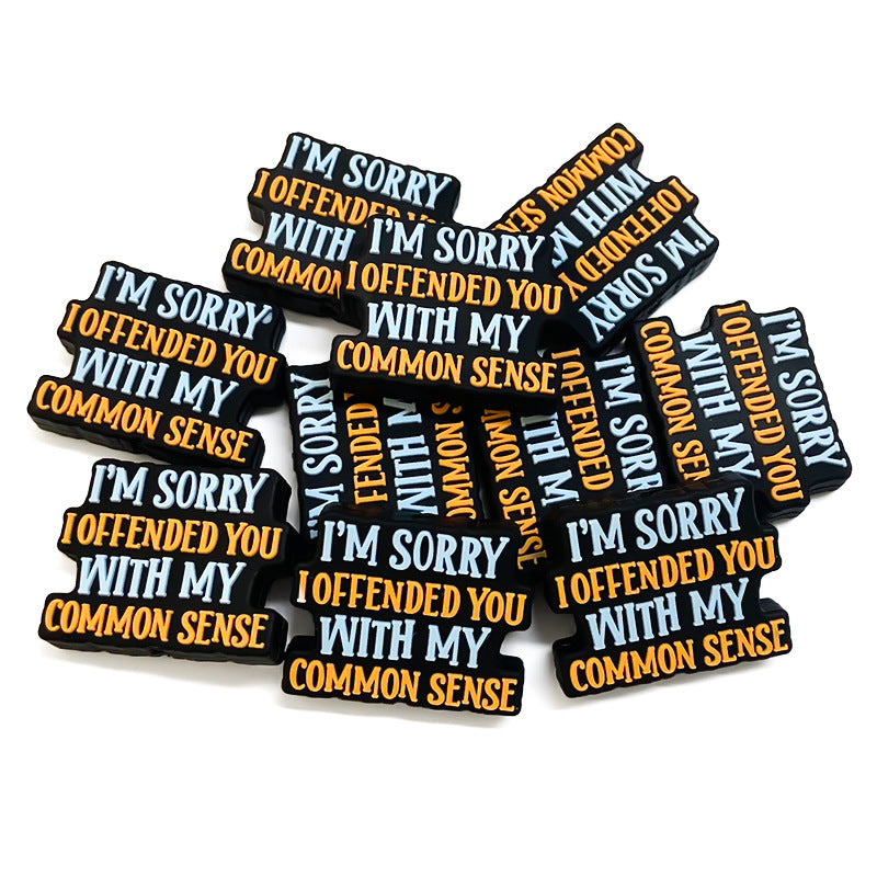 Silicone Focal Beads Alphabet Quotations Multi Line Bold Text 20pcs 3