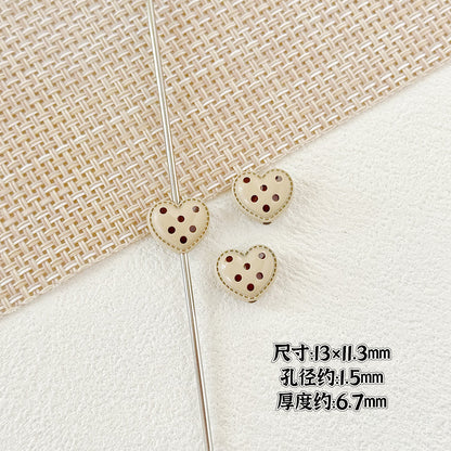 Heart and Rabbit Metal Beads Polka Dot Painted Alloy 10pcs 10