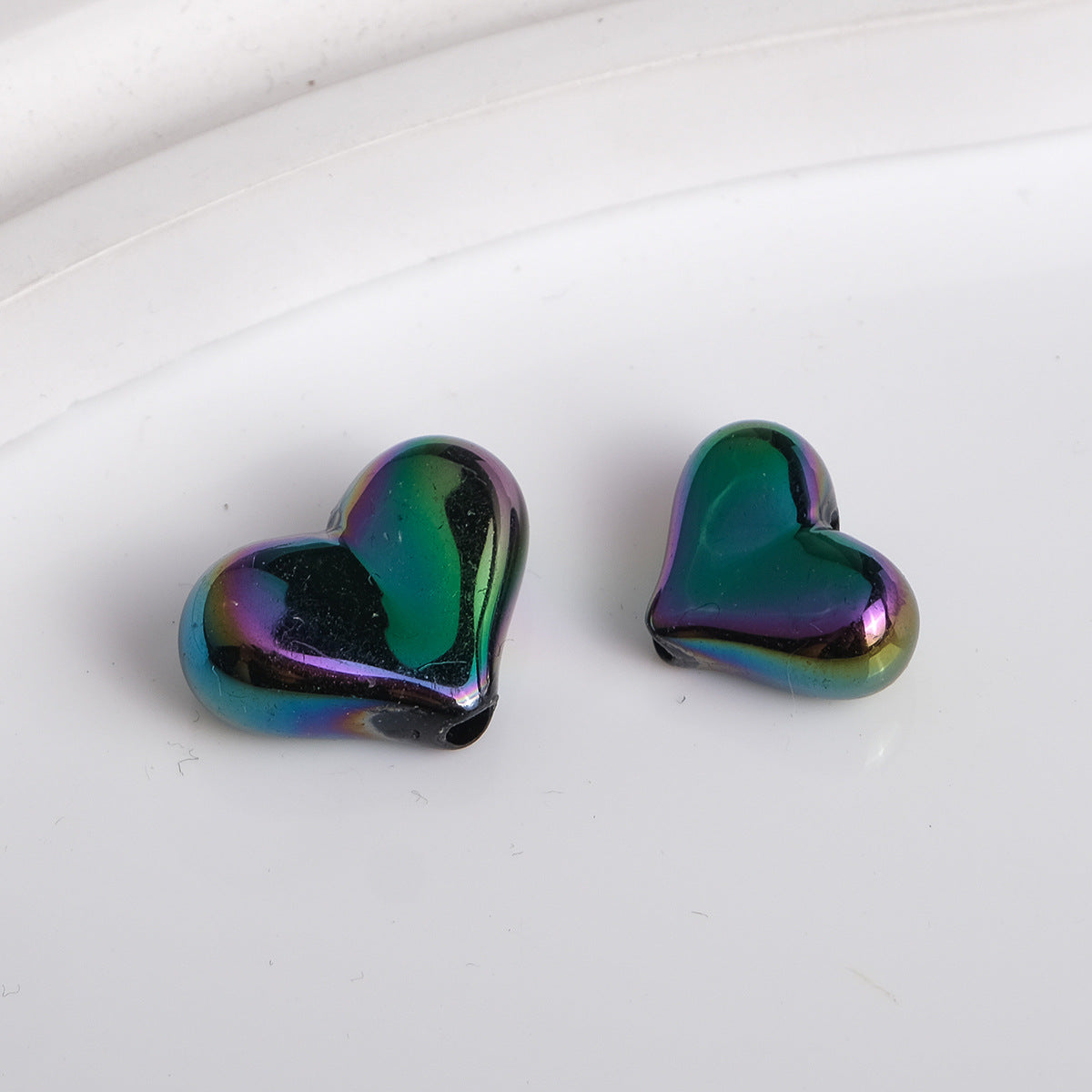 Solid Color Plating Heart Acrylic Flat Beads 13mm 17mm 250pcs 11