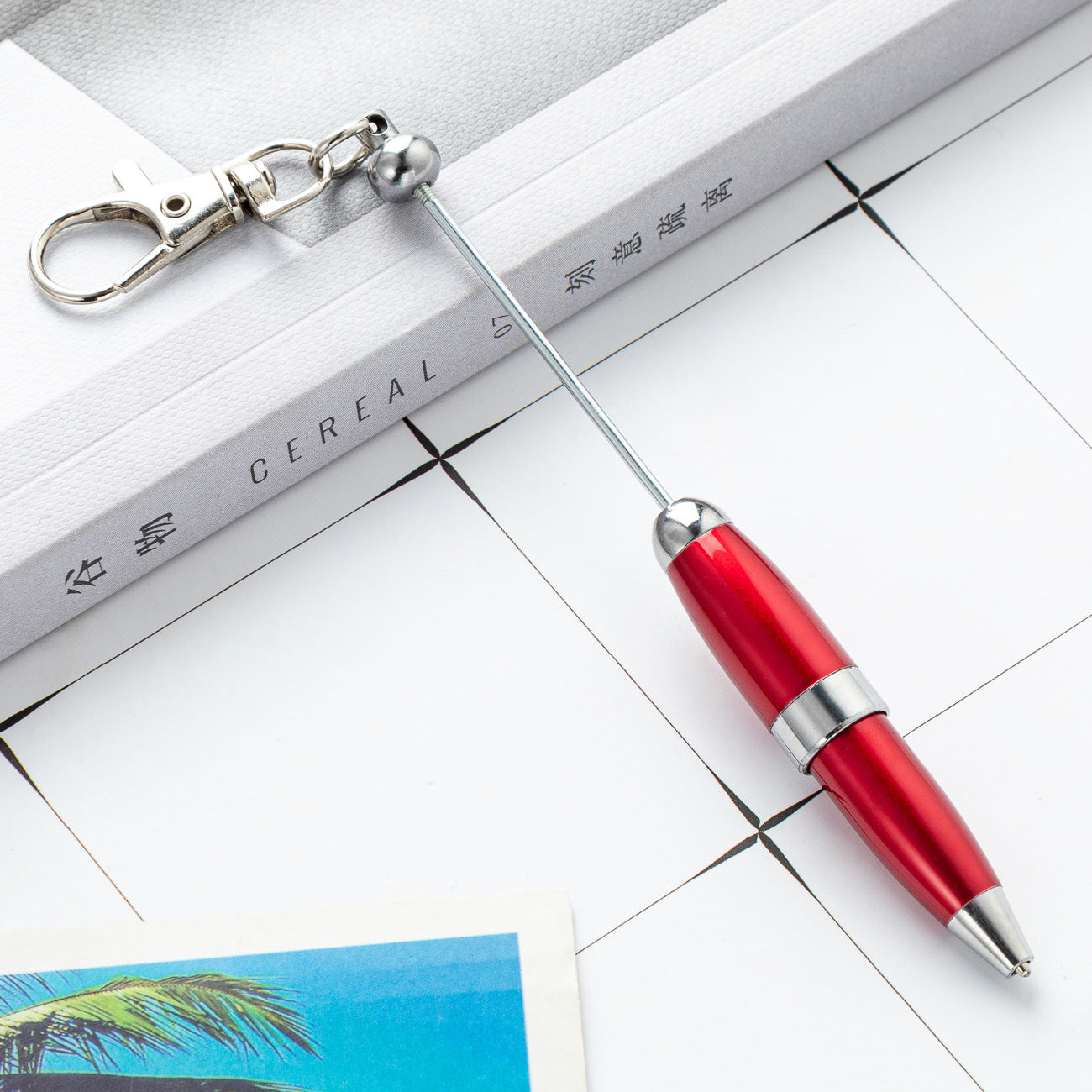 Beadable Pen Keychain Portable Metal Ballpoint Colorful Compact 20