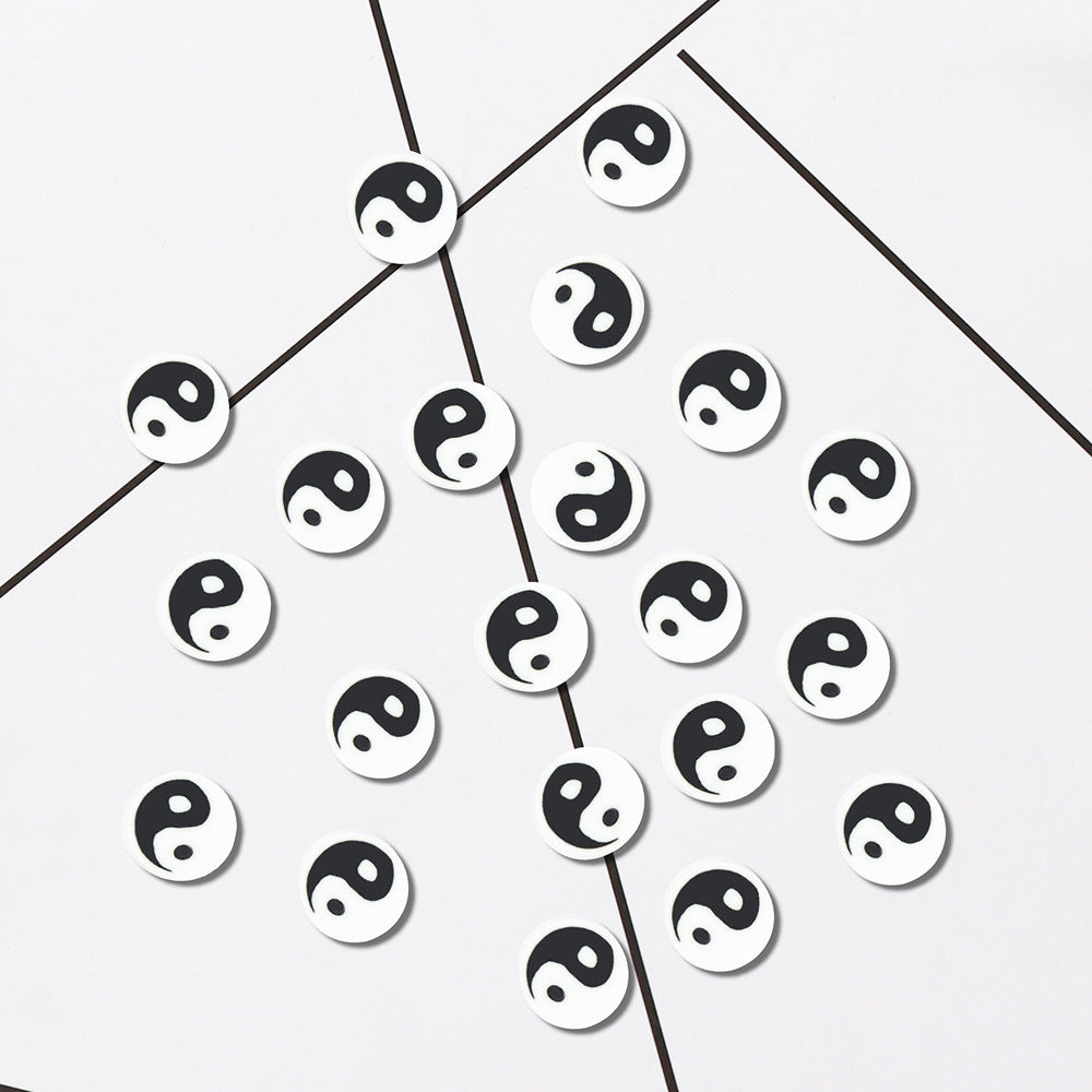 Tai Chi Clay Beads 9mm Black And White Polymer 100pcs 4