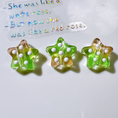 Dotted Rainbow Star Acrylic Beads 18mm Glossy Texture 10pcs 8