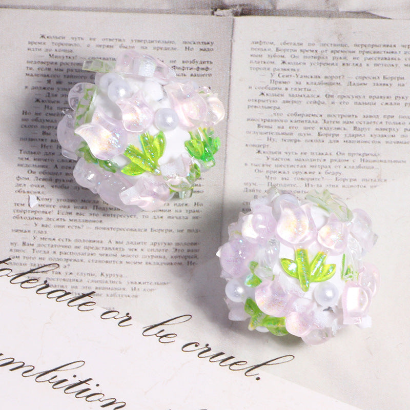 Embellished Bubblegum Beads 20mm Crystal Rose Polymer Clay 5pcs 10