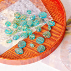 Vintage Transparent Green Gilded Pattern Acrylic Beads 1pc 4