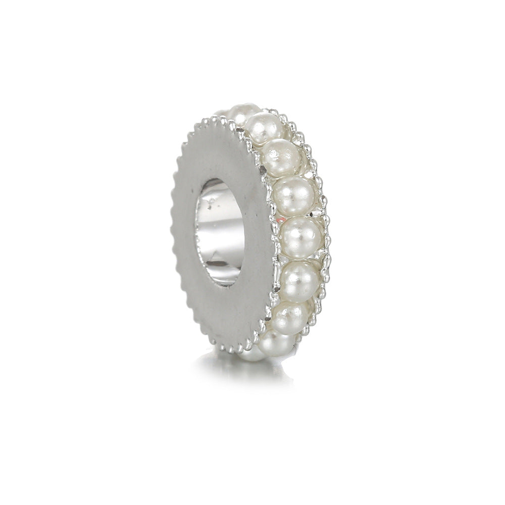 Alloy Gear-Shaped Spacer Beads 10mm Artificial Pearl Embeded 10pcs 4