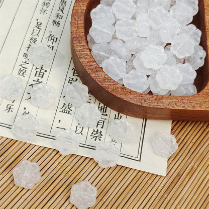 Imitation Jade Six Petal Flower Resin Beads 12mm Glossy Translucent 10pcs 3
