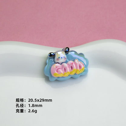 Plating Sanrio Character Word Sign Resin Beads Glossy Cloud Shape 10pcs 10