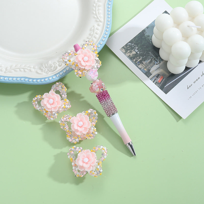 Butterfly Acrylic Beads 3D Flower Resin Big Style 10pcs 4