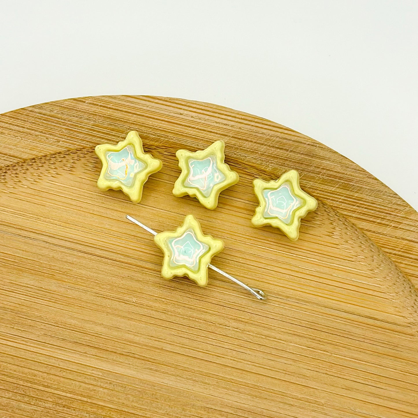 Star Metal Beads 13mm Baking Painted Zircon Embedded 10pcs 8