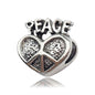 Heart Metal Beads Large Hole Antique Silver Tone 50pcs 10
