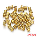 Stainless Steel Tube Metal Beads 8mm 12mm Hollow Patterned 20pcs 6